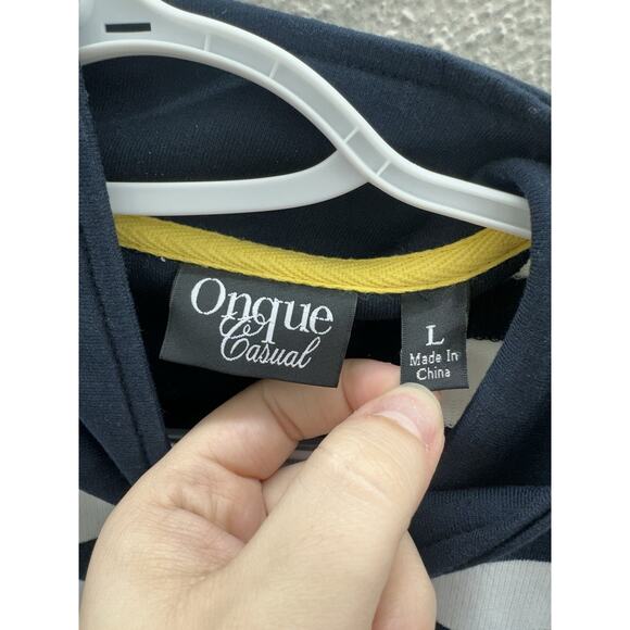 Onque Casuals Womens Jacket Size Large Navy Striped Long Sleeve Zip Up NWTs - Picture 4 of 11